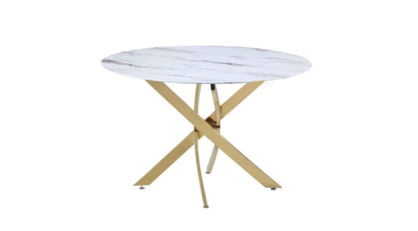 Table à manger ronde JESSICA Gold 100 cm 4 couverts