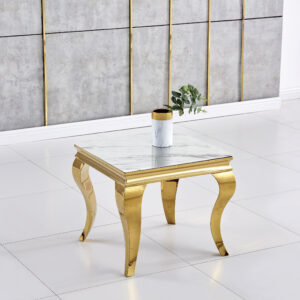 GUERIDON BAROQUE GOLD MARBRE BLANC 50x50 cm