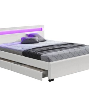 Lit 2 places 140x190 cm TIROIRS et LED sommier inclus