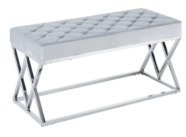 Banquette TRIANGLE Capitonnée Chrome Velours Gris