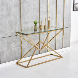 CONSOLE PYRAMIDE GOLD TRANSPARENT 120x40x78 cm