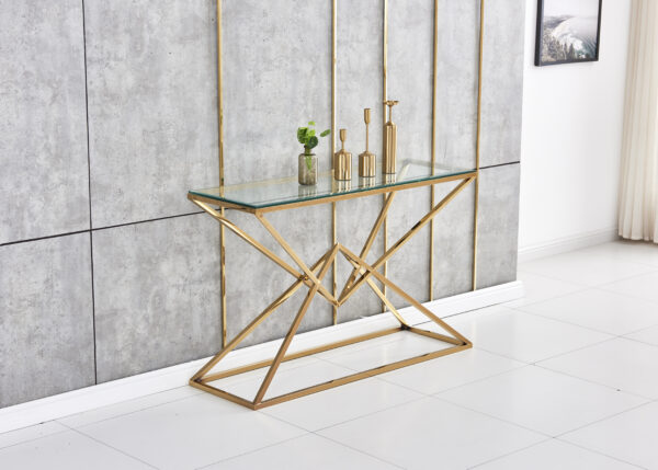 CONSOLE PYRAMIDE GOLD TRANSPARENT 120x40x78 cm
