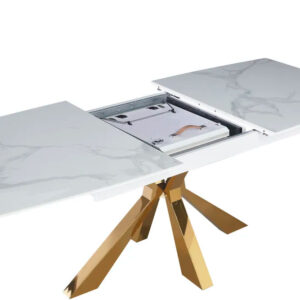 Table extensible BIANCA Gold plateau Céramique