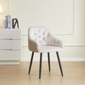 CHAISE AVEC ACCOUDOIR JADE PIEDS METAL NOIR VELOURS BEIGE