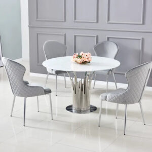 Table à manger ronde FLUTE Chrome