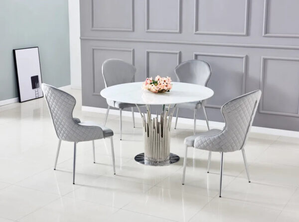 Table à manger ronde FLUTE Chrome