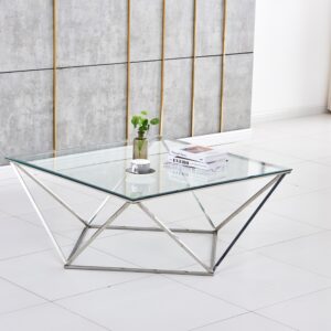 TABLE BASSE ALINA CHROME TRANSPARENT 100x100x45 cm