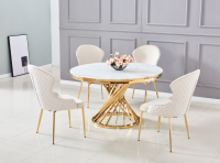 Table à manger ronde NAUTILUS en verre marbre blanc