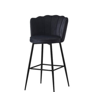Lot de 2 tabourets de bar NYMPHEA Métal noir en velours