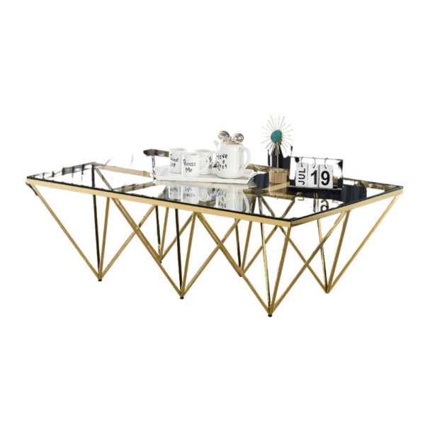 Table Basse GIZE rectangle Gold et plateau en verre 130X70X42 cm