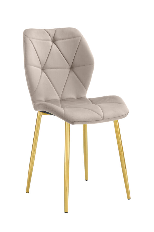 CHAISE COQUILLAGE TAUPE PIED GOLD