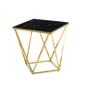 BOUT DE CANAPÉ ALINA GOLD MARBRE NOIR  50X50 cm