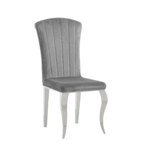 CHAISE LOUIS CHROME VELOURS ARDOISE GRIS