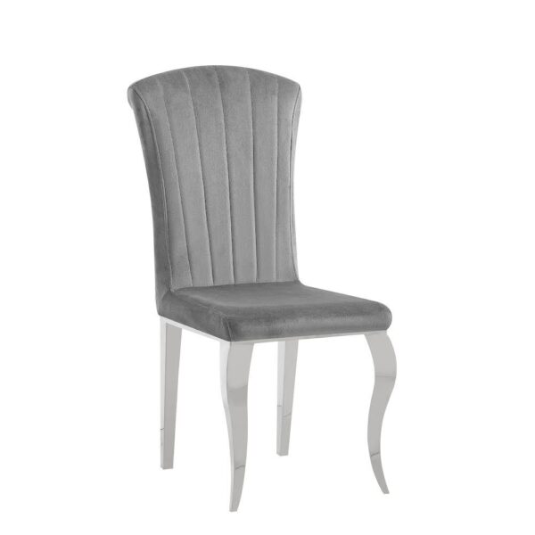 CHAISE LOUIS CHROME VELOURS ARDOISE GRIS
