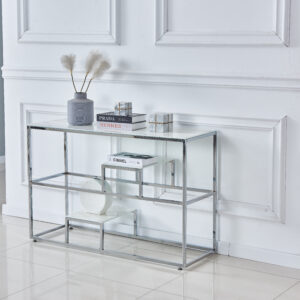 CONSOLE ROMY CHROME MARBRE BLANC
