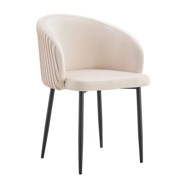 CHAISE AVEC ACCOUDOIR CARLITA BEIGE PIED METAL NOIR