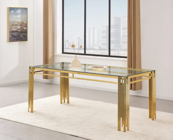 Table à manger FLUTE Gold Plateau en verre
