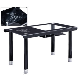 TABLE REPAS FLEUR NOIR FLEURI 130x70x75 cm