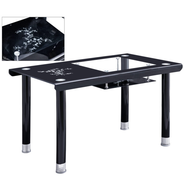 TABLE REPAS FLEUR NOIR FLEURI 130x70x75 cm