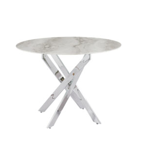 TABLE REPAS JESSICA CHROME MARBRE GREIGE 100x75cm