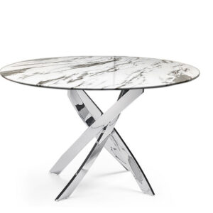 Table à manger ronde JESSICA chrome 100 cm 4 couverts