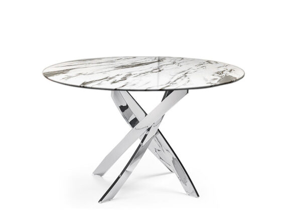 Table à manger ronde JESSICA chrome 100 cm 4 couverts