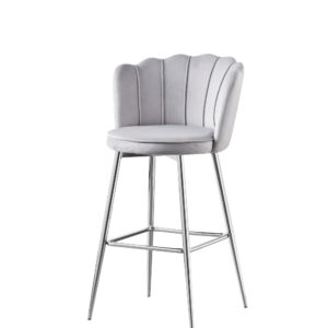 Lot de 2 tabourets de bar NYMPHEA Chrome en velours