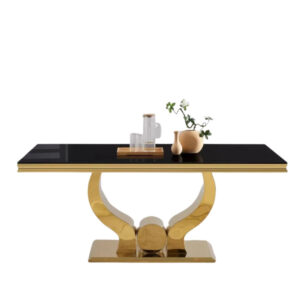 Table à manger TROFY 6 à 8 personnes gold verre 180x90 cm