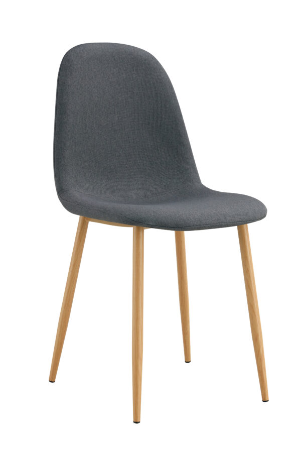 CHAISE SCANDINAVE PIED BOIS TISSU ANTHRACITE