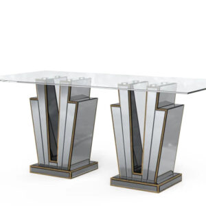 Table à manger GALAXY miroir plateau transparent