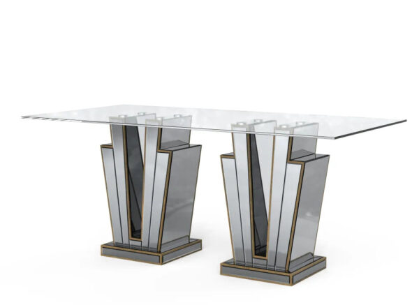 Table à manger GALAXY miroir plateau transparent