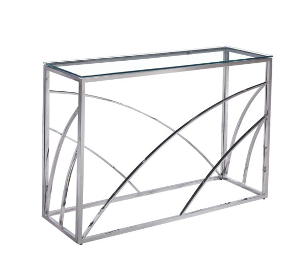 CONSOLE CALVIN EN CHROME TRANSPARENT 120x40x78 cm