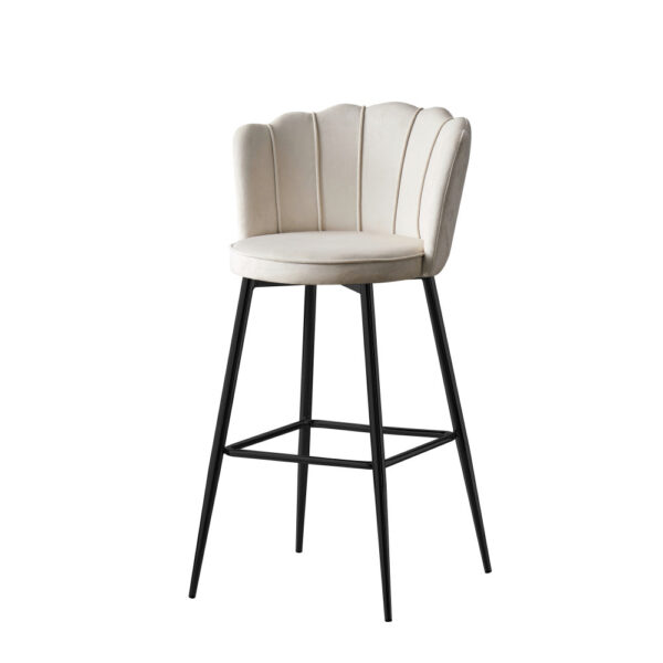 Lot de 2 tabourets de bar NYMPHEA Métal noir en velours