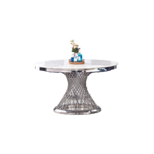TABLE REPAS DELUXE CHROME MARBRE BLANC 130x75 cm