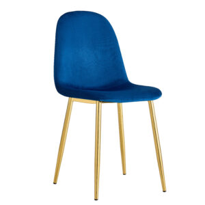 CHAISE SCANDINAVE GOLD VELOURS BLEU