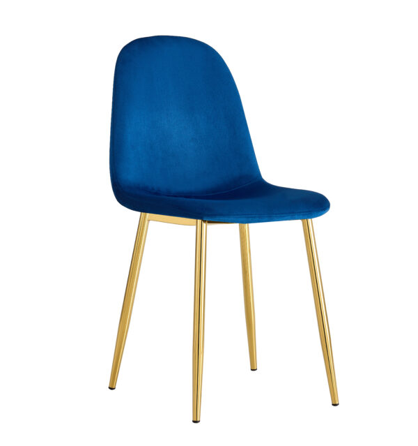 CHAISE SCANDINAVE GOLD VELOURS BLEU