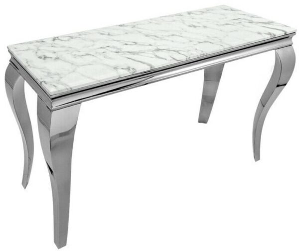 Console BAROQUE Chrome plateau en verre 110x50x85 cm