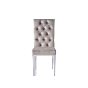 CHAISE NEVADA CAPITONNE AVEC BOUTONS CHROME VELOURS MOKA