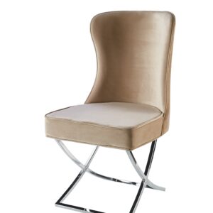 CHAISE GABRIELLE CHROME VELOURS BEIGE