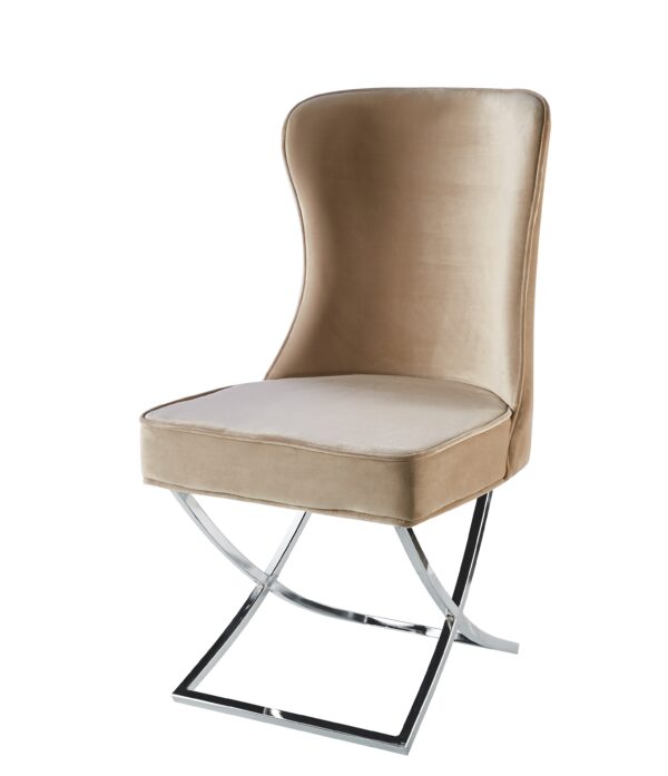 CHAISE GABRIELLE CHROME VELOURS BEIGE