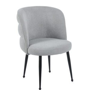 CHAISE SACHA PIEDS METAL NOIR ASSISE GRIS TISSU EFFET LIN