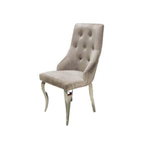 Lot de Chaises ANNEAU Capitonnées et Cloutées Chrome Velours