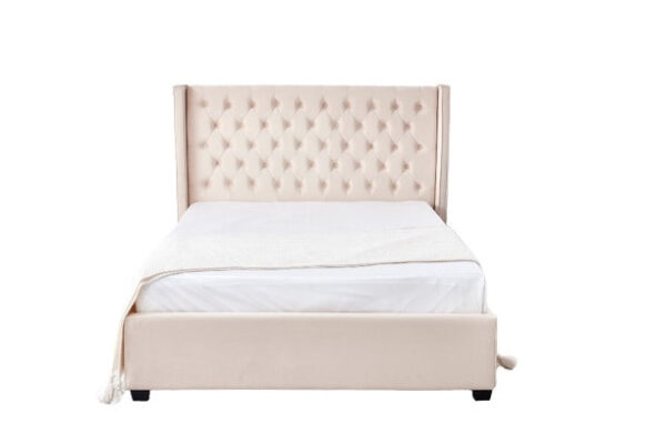 Lit capitonné 140x190 cm ERES en velours clouté sommier inclus