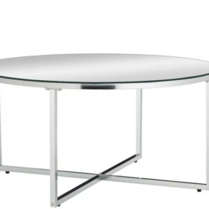 Table basse ronde LORIE chrome plateau en verre D90 cm