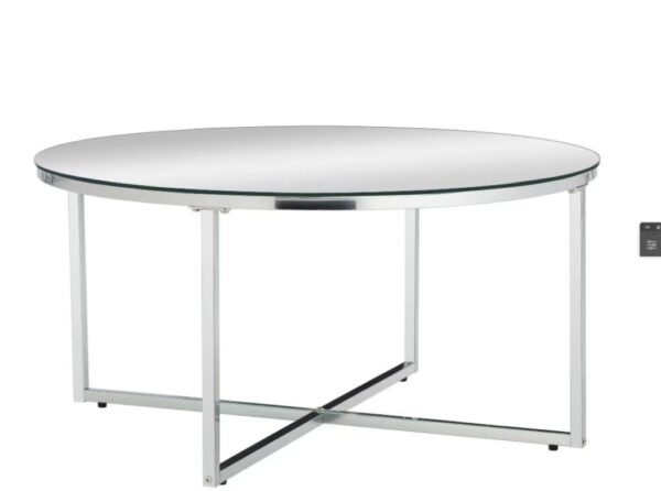Table basse ronde LORIE chrome plateau en verre D90 cm