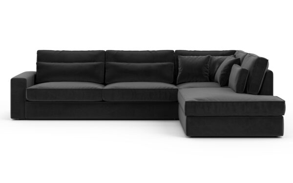 CANAPE LE BRISTOLA ANGLE DROIT VELOURS ANTHRACITE 315X230cm