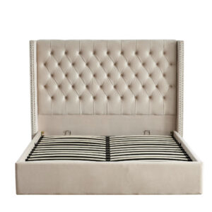 Lit COFFRE 2 places 180X200 cm cm CLOUTE velours