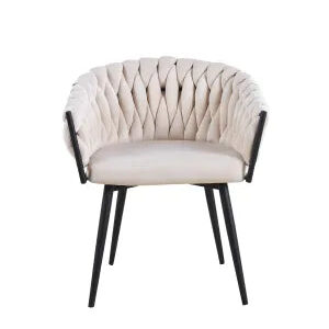 Lot de 2 chaises TRESSEES Velours Pied en métal noir