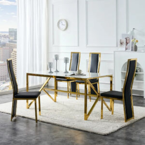Table à manger MAJESTIQUE Gold Plateau en verre trempé