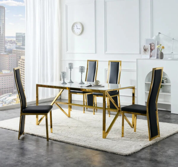 Table à manger MAJESTIQUE Gold Plateau en verre trempé